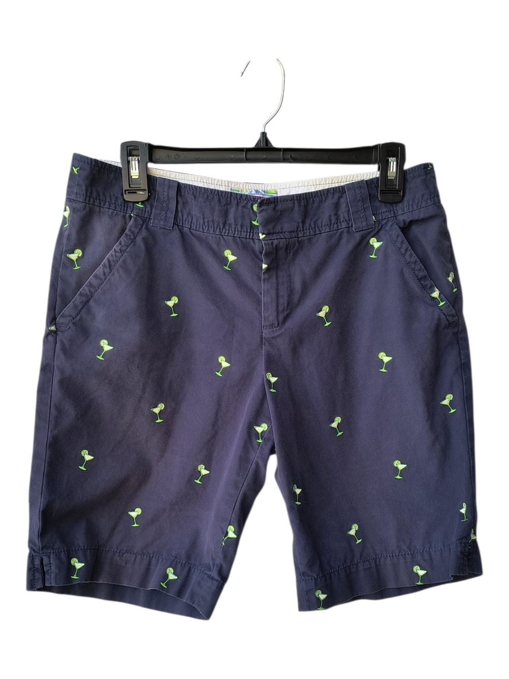 Lilly Pulitzer Navy Resort Vacation Shorts with Lime Cocktail Embroidery 8